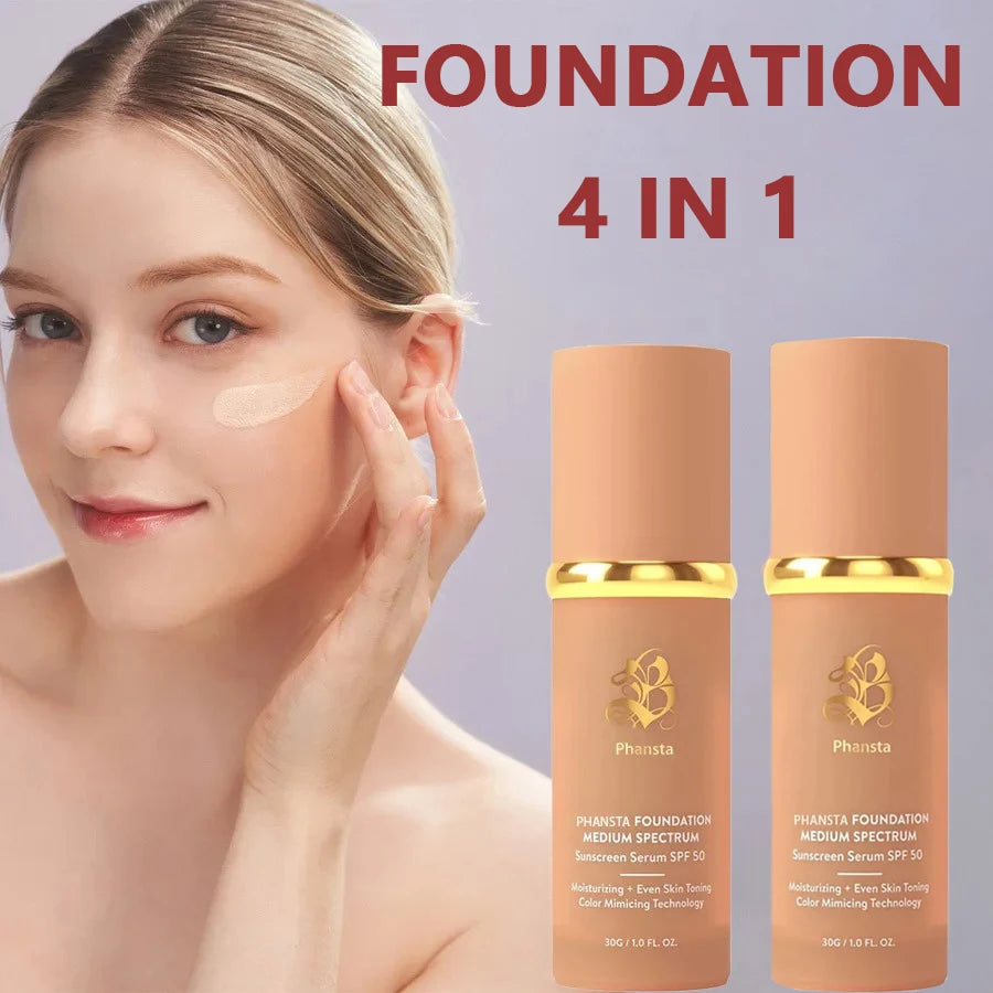 4-in-1 Foundation Liquid SPF 50+ Full Coverage Concealer Long-lasting Waterproof  Professional Concealing Face Dark Circle