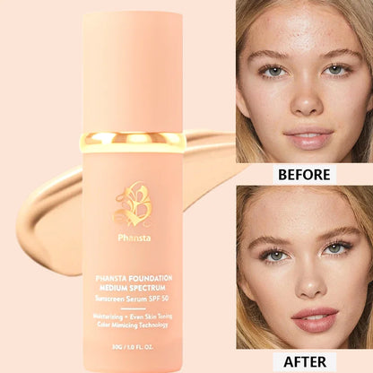 4-in-1 Foundation Liquid SPF 50+ Full Coverage Concealer Long-lasting Waterproof  Professional Concealing Face Dark Circle